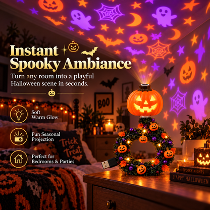 Festive Wreath Projector Night Light | Halloween & Christmas 2 Independent Styles