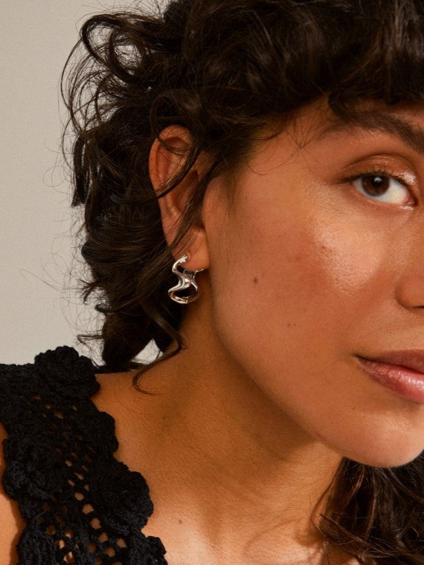 PILGRIM Moon Wavy Hoop Earrings