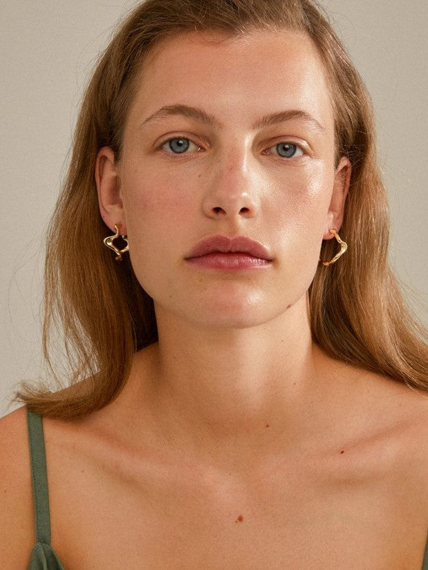 PILGRIM Moon Wavy Hoop Earrings