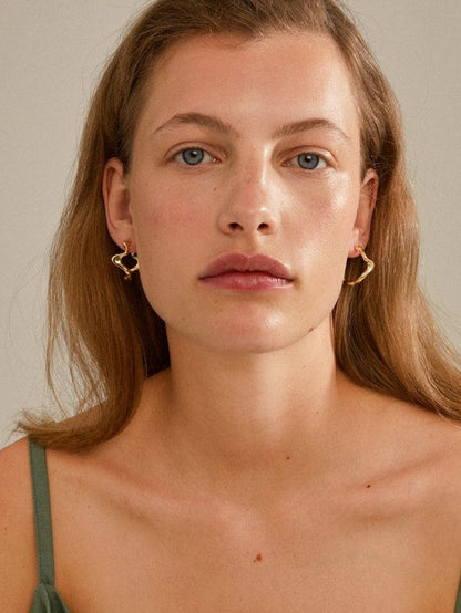 PILGRIM Moon Wavy Hoop Earrings