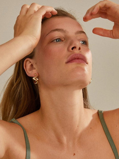 PILGRIM Moon Wavy Hoop Earrings