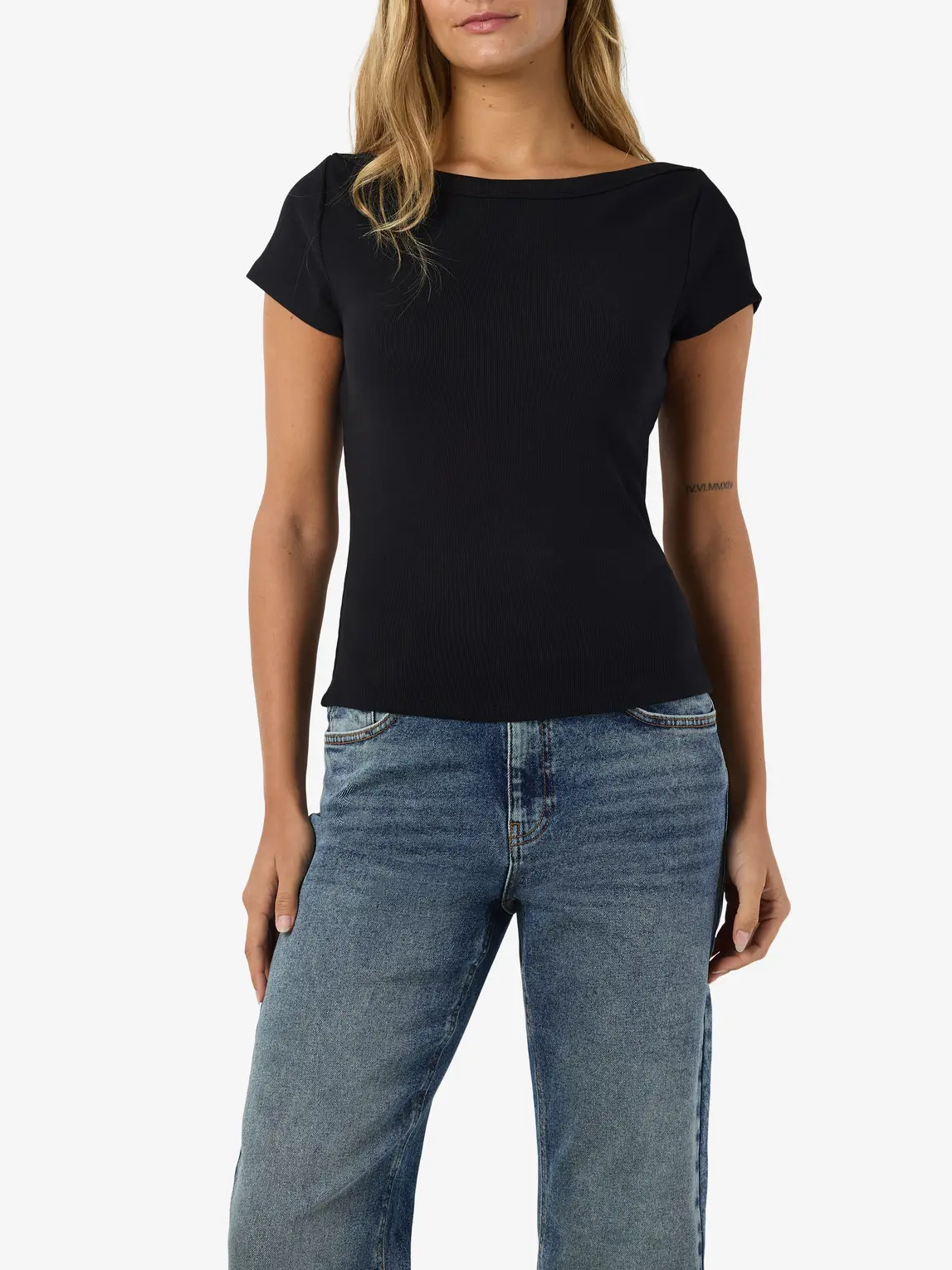 NOISY MAY Maya Short Sleeve Boatneck Top
